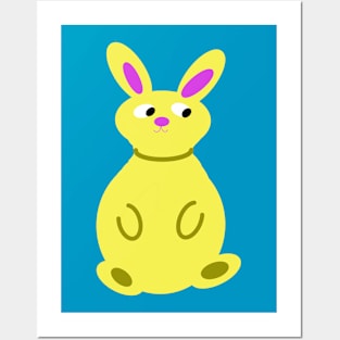 Bold and Bright Yellow Rabbit Posters and Art